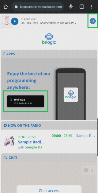 Installing the Web App for radios on Android